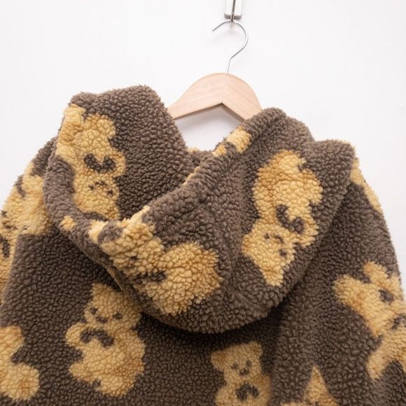 Aelfric Eden Teddy Bear Print Sherpa Hoodie Jacket Size Small - Picture 10 of 11
